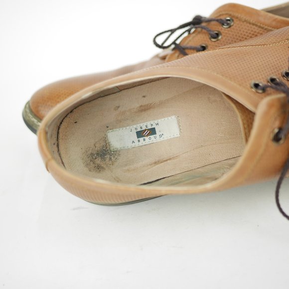 JOSEPH ABBOUD Men's 12 Brown pebbled embossed leather oxfords laced dress shoes - Picture 9 of 12